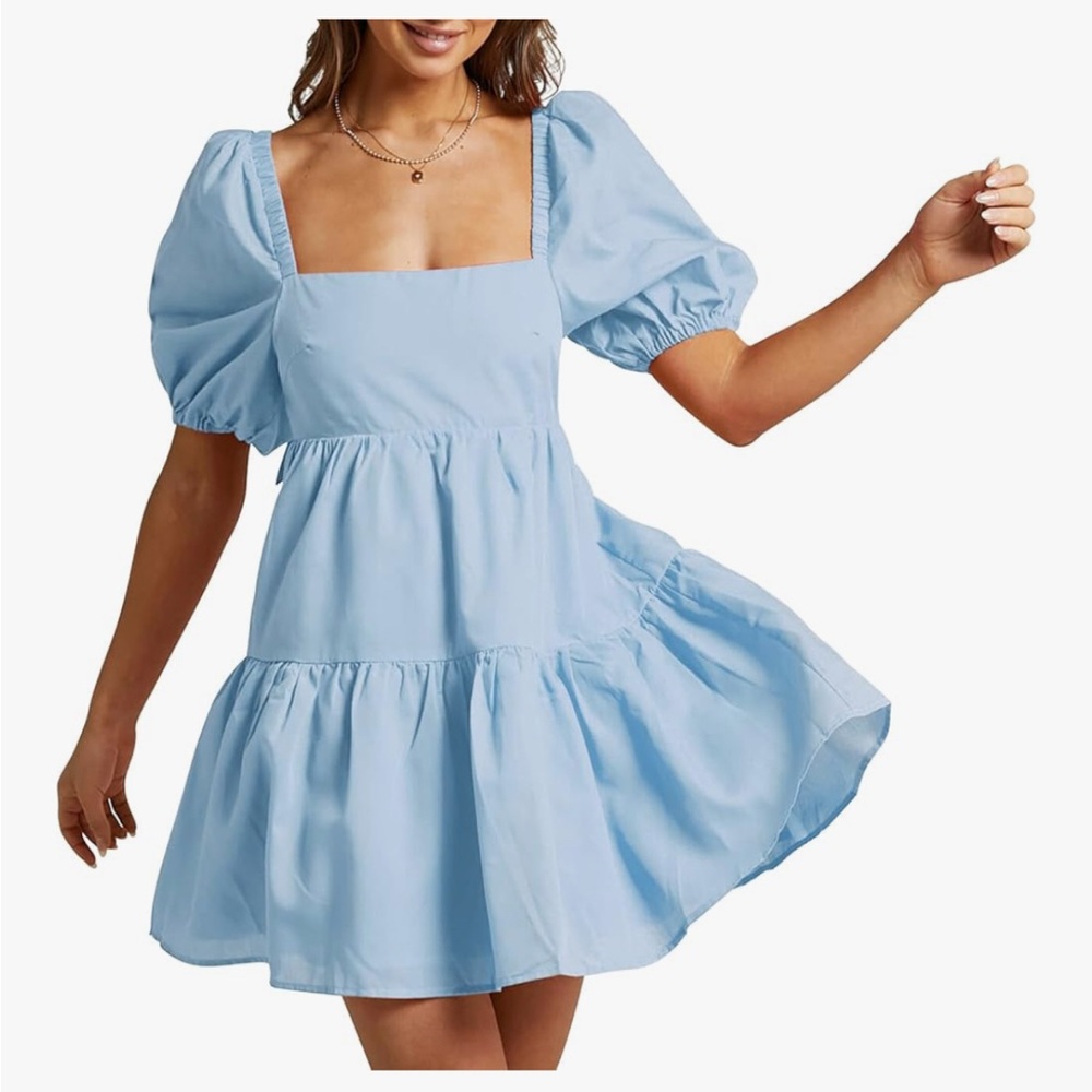 Women’s size small casual party mini summer square neck short bubble dress
